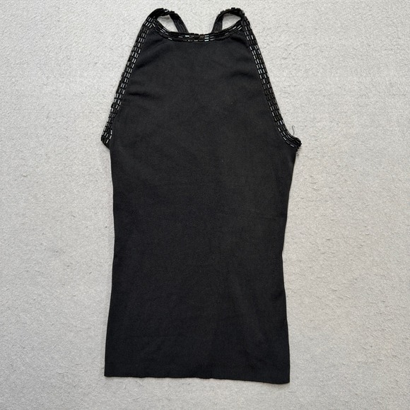 GAP Tops - Gap Halter Tank Top Women's Medium Black Beaded High Neck Crossover Back Chic